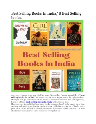 8 Best Selling books in India. It should be read at least once.