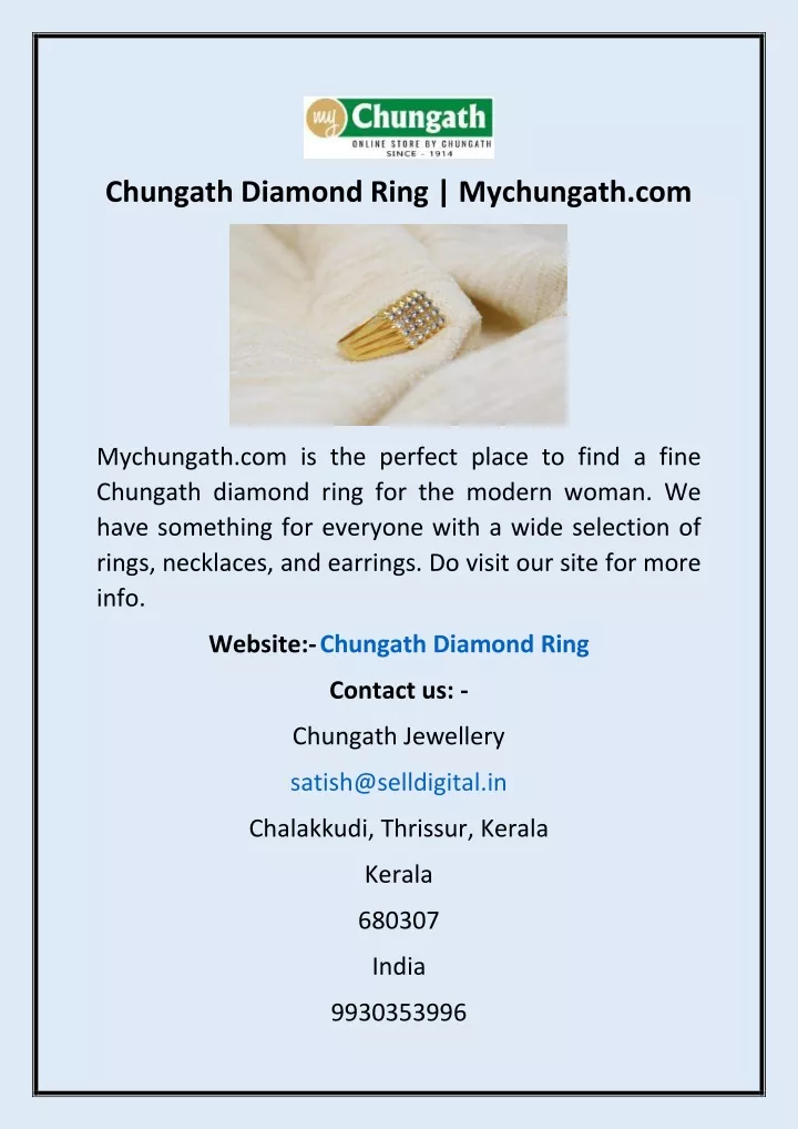 chungath diamond ring mychungath com
