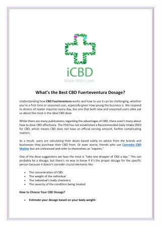 What’s the Best CBD Fuerteventura Dosage