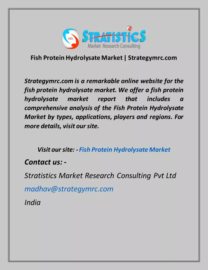 fish protein hydrolysate market strategymrc com