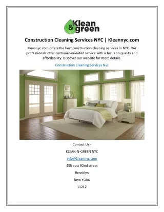 Construction Cleaning Services NYC  Kleannyc.com