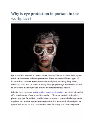 Why is eye protection important in the workplace