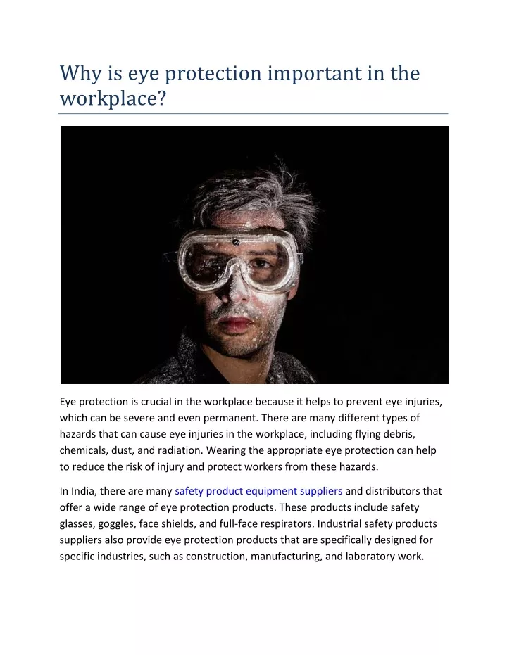 why is eye protection important in the workplace