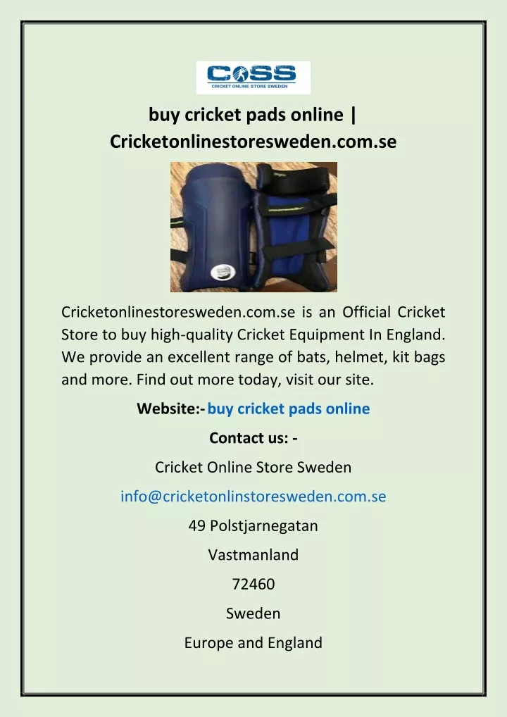 buy cricket pads online cricketonlinestoresweden