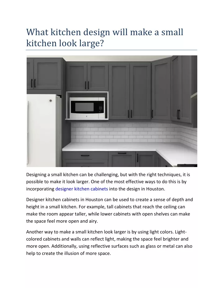 what kitchen design will make a small kitchen