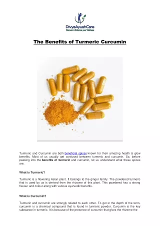 The Benefits of Turmeric Curcumin