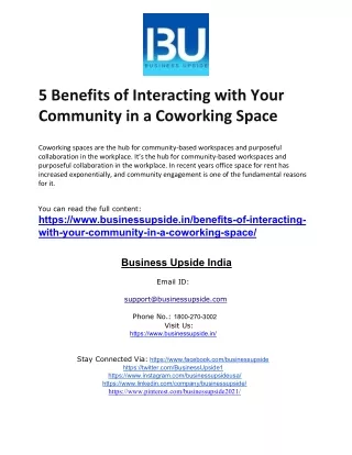 5 Benefits of Interacting with Your Community in a Coworking Space