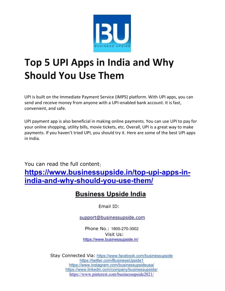 top 5 upi apps in india and why should