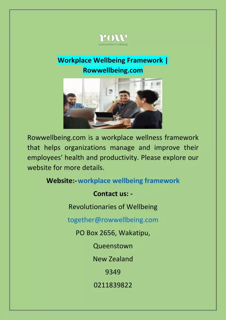 workplace wellbeing framework rowwellbeing com