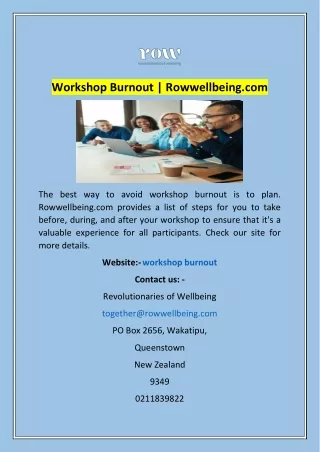 Workshop Burnout | Rowwellbeing.com
