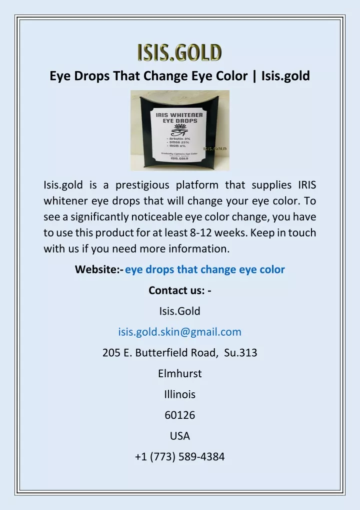 eye drops that change eye color isis gold