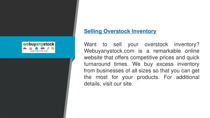 selling overstock inventory want to sell your