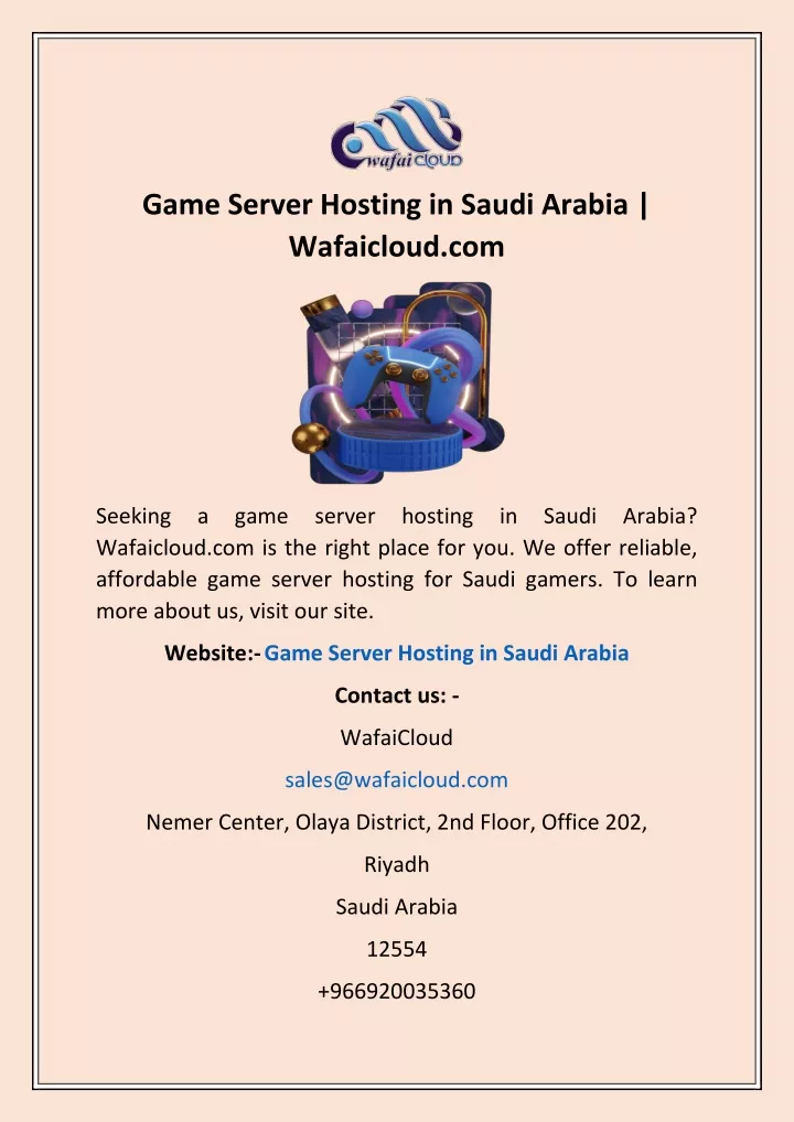 game server hosting in saudi arabia wafaicloud com