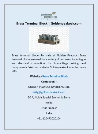 Brass Terminal Block | Goldenpeakock.com