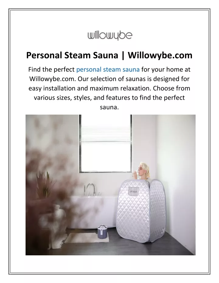 personal steam sauna willowybe com