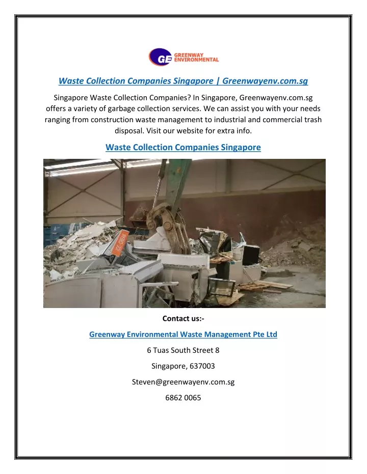 waste collection companies singapore greenwayenv
