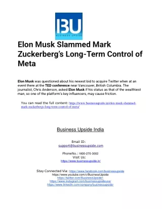 Elon Musk Slammed Mark Zuckerberg’s Long-Term Control of Meta