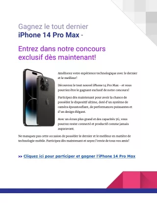 Gagnez le dernier iPhone 14 Pro Max - Participez à notre cadeau maintenant 