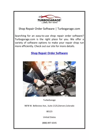 shop repair order software turbogarage com