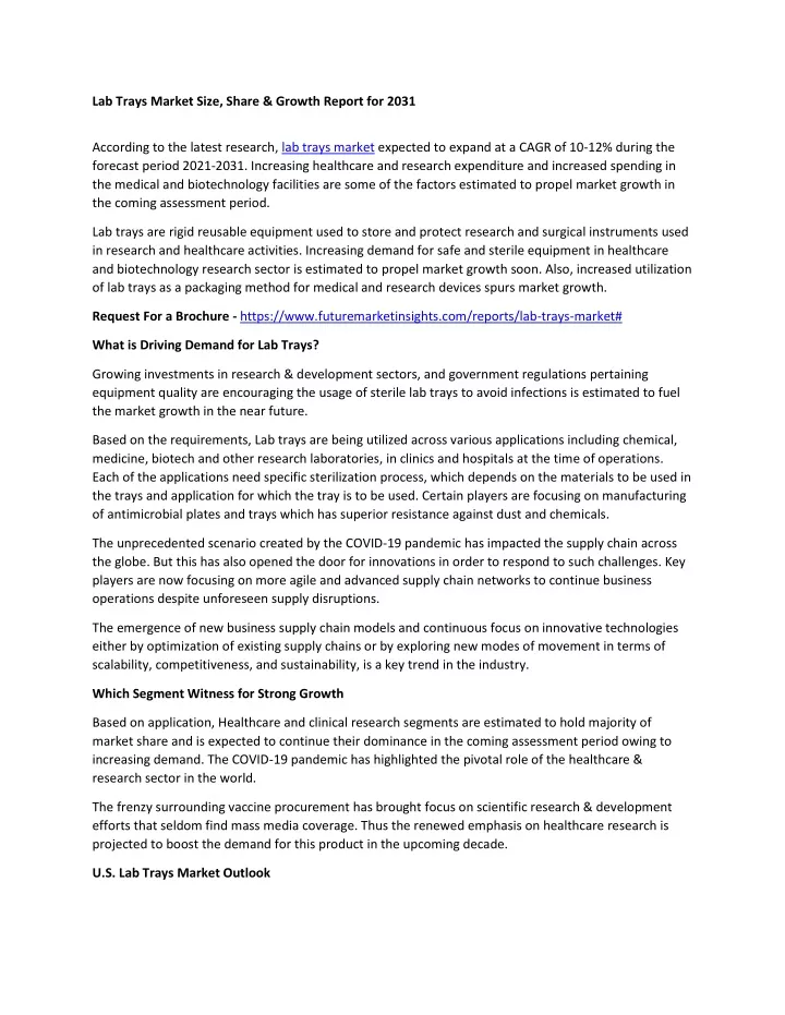 lab trays market size share growth report for 2031