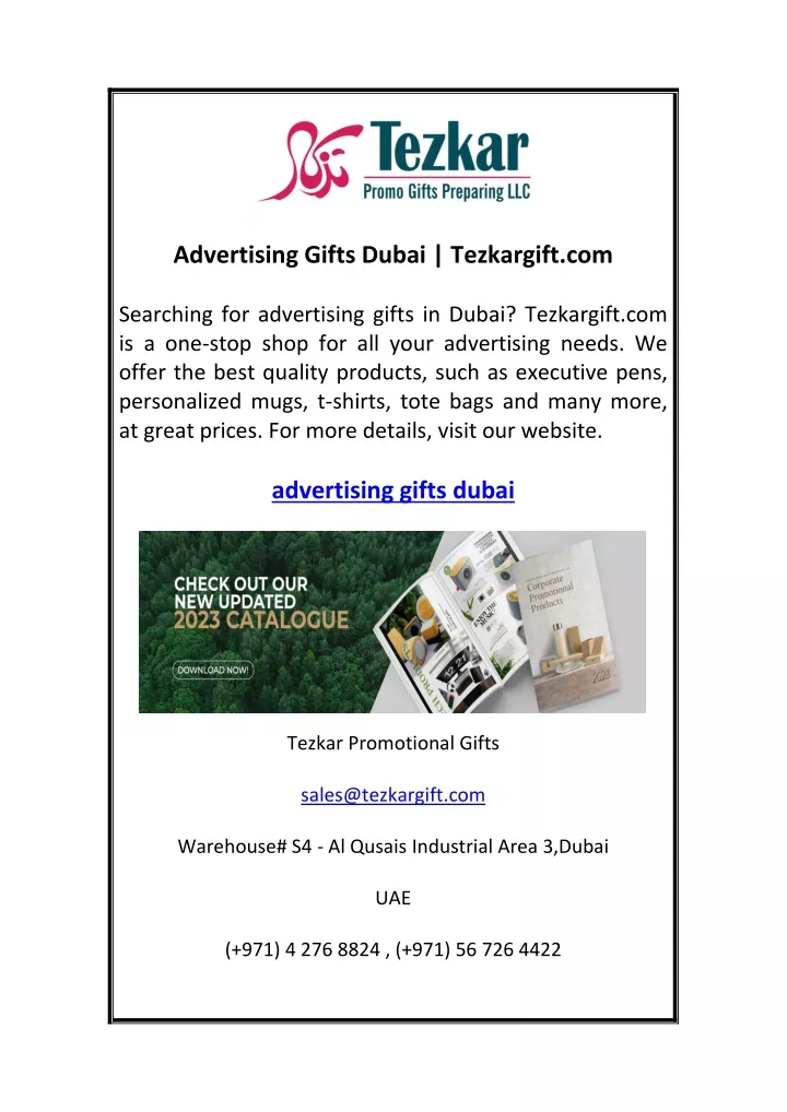 advertising gifts dubai tezkargift com