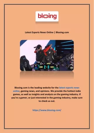 Latest Esports News Online | Blooing.com