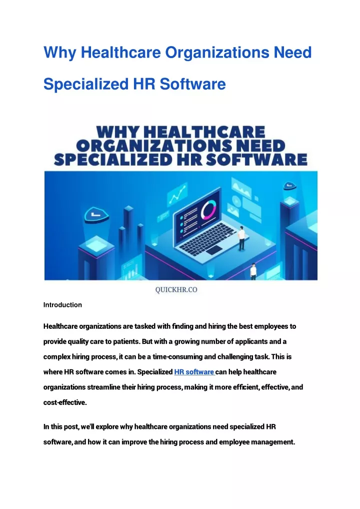 why healthcare organizations need specialized hr software