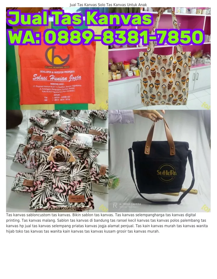 jual tas kanvas solo tas kanvas untuk anak