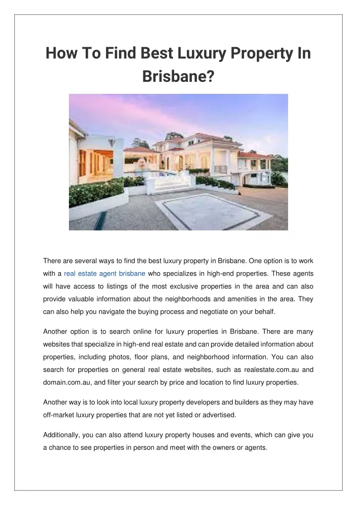 how to find best luxury property in brisbane