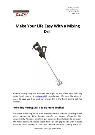 Make Your Life Easy With a Mixing Drill