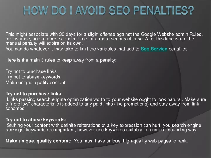 how do i avoid seo penalties