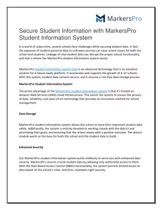 secure student information with markerspro