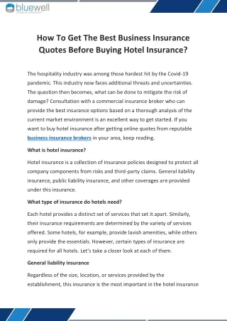 The Best Hotel Insurance