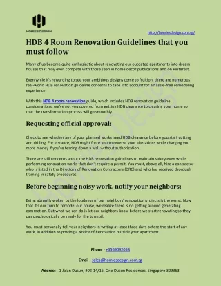 Know HDB 4 Room Renovation Guidelines that You Must Follow
