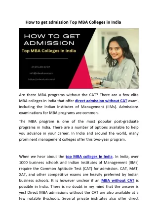 How to get admission Top MBA Colleges in India