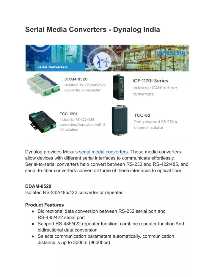 serial media converters dynalog india