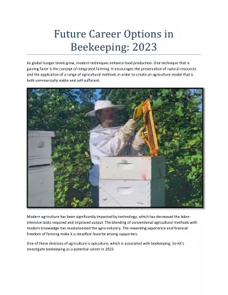 Future Career Options in Beekeeping: 2023