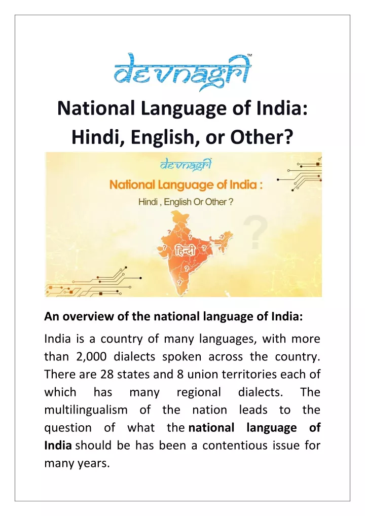 national language of india hindi english or other