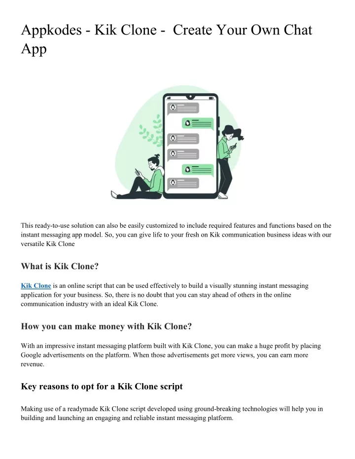 appkodes kik clone create your own chat app