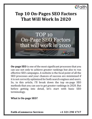 top 10 on pages seo factors that will work in 2020