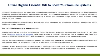 Utilize Organic Essential Oils to Boost Your Immune Systems
