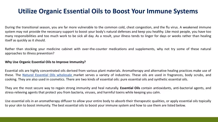 utilize organic essential oils to boost your