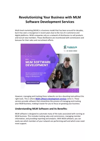 Revolutionizing Your Business with MLM Software Development Services