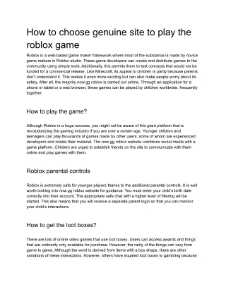 How to choose genuine site to play the roblox game