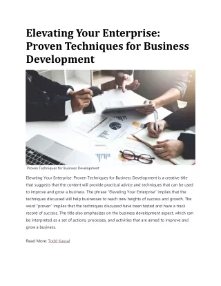 Proven Techniques for Business Development