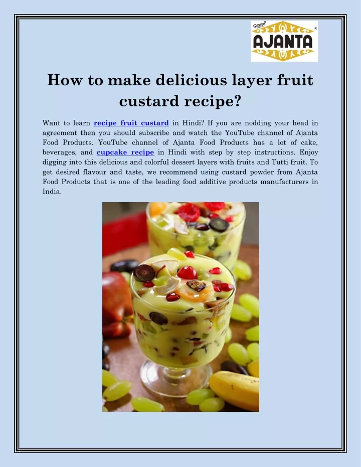 how to make delicious layer fruit custard recipe