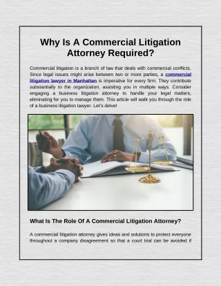 Why Is A Commercial Litigation Attorney Required?