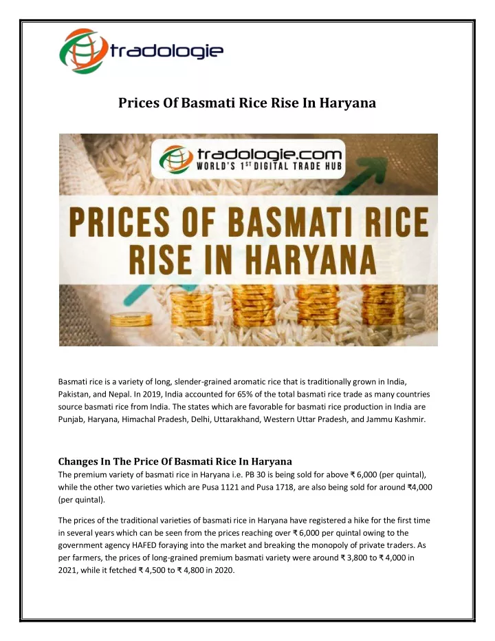prices of basmati rice rise in haryana