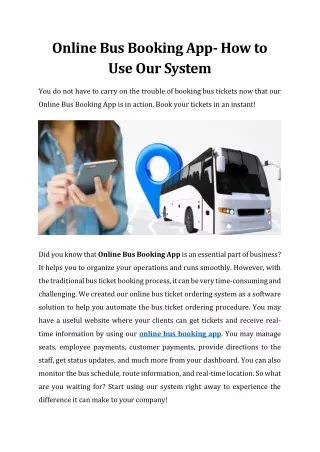 Online Bus Booking App- How to Use Our System