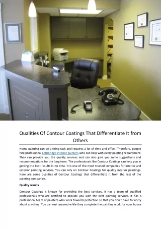 Qualities Of Contour Coatings That Differentiate It from Others